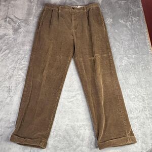 Nautica Rigger Corduroy Pants Mens 36x30 Brown Classic Fit Pleated‎ Cuffed